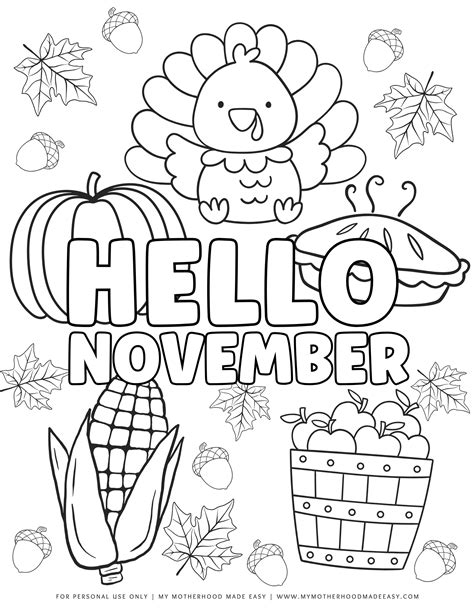 Hello November Coloring Pages