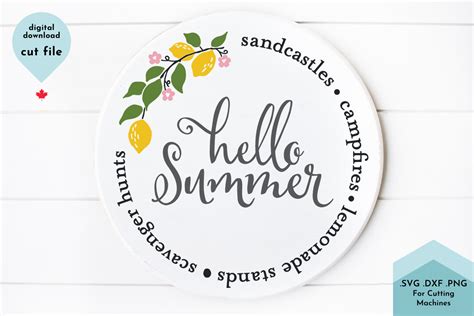 Download Hello Summer - Round with Lemon Wreath Files For Crafts