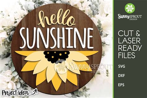 Download Hello Sunshine with Sunflower Vector Cut Files
