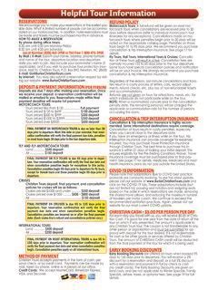 Helpful tour information