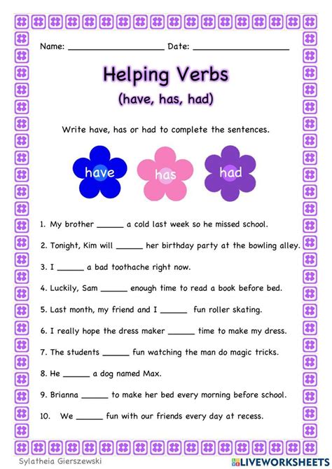 Helping Verbs Worksheets