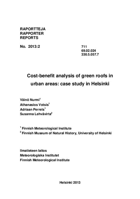 Helsinki cost benefit analysis