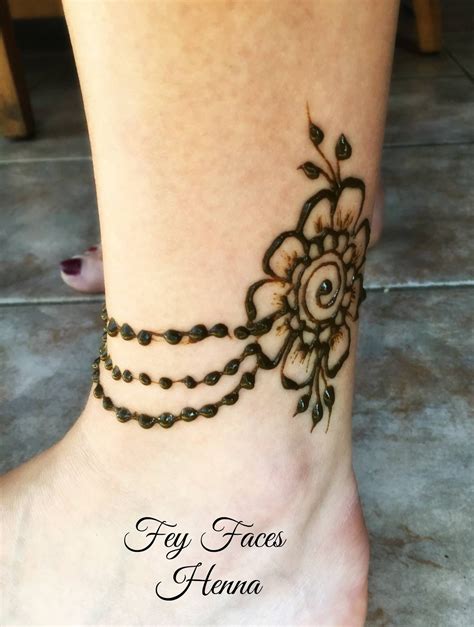 Black Henna Lace Feather Wrap Around Illusion Anklet Ankle