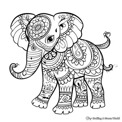 Henna Elephant Coloring Pages