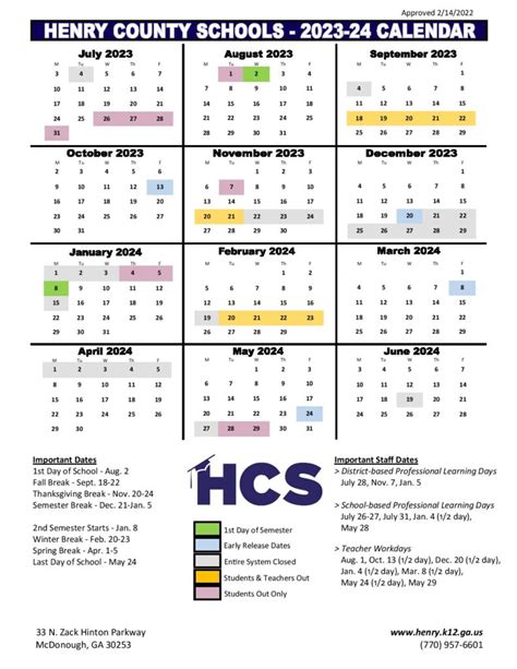 Henry County Calendar