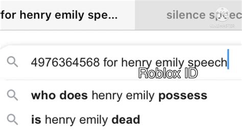 Henry Emily Speech Roblox ID - YouTube