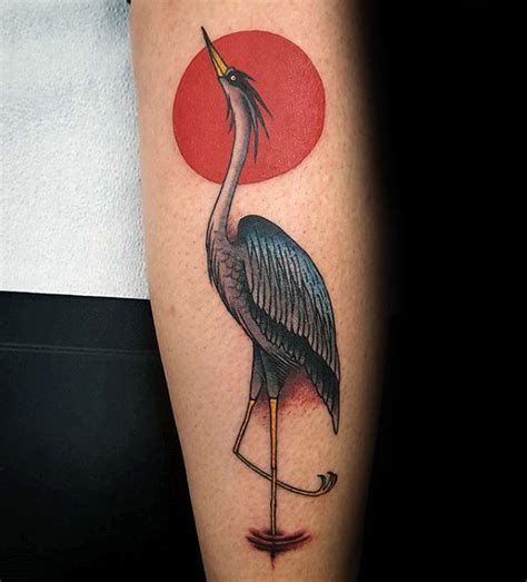 70 Heron Tattoo Designs For Men Coastal Bird Ink Ideas