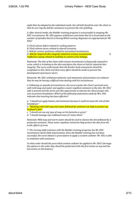 Hesi Urinary Patterns Case Study
