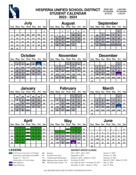 Hesperia Unified Calendar