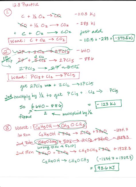Hesss Law Chem Worksheet 16 5 Answers