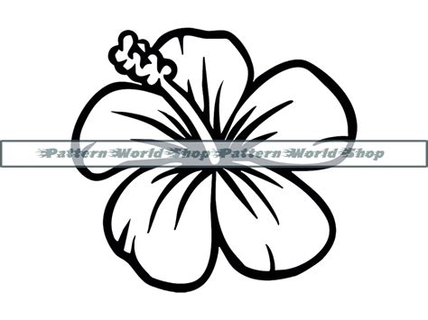 Download Hibiscus Outline Flower SVG File - SVG Design Files