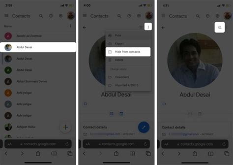 Hide iPhone contacts using Gmail