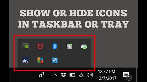 Hide icons in the Taskbar