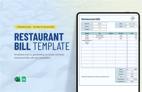 High-end restaurant bill