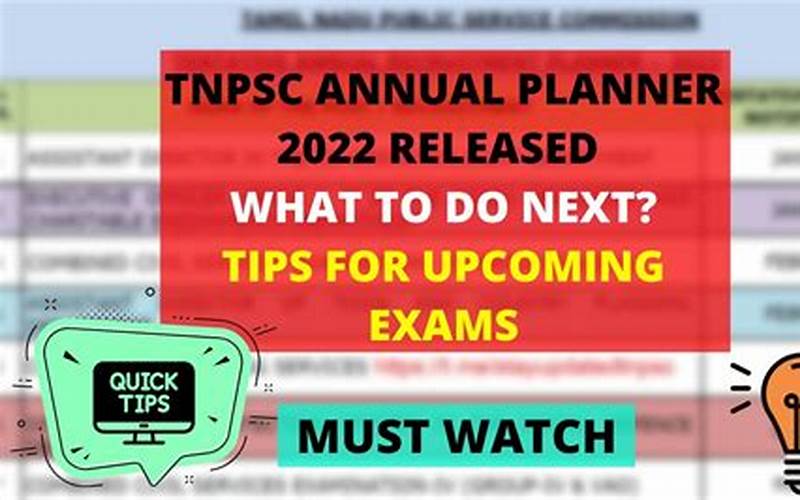 Highlights Of Tnpsc Annual Planner 2022