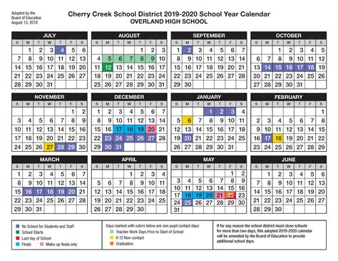 Highline Academy Calendar