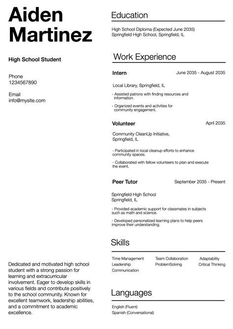 Highschool Resume Templates