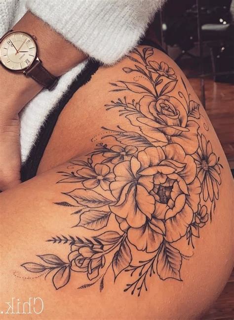 📍DC on Instagram “🐘🌺” Leg tattoos women, Hip thigh