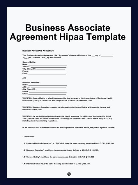 Hipaa Business Associate Agreement Template