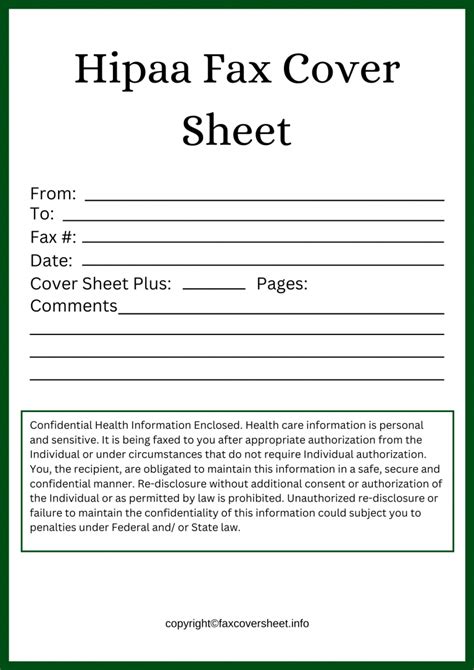 Hipaa Fax Cover Sheet Template