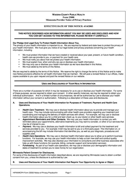 Hipaa Notice Of Privacy Practices Printable