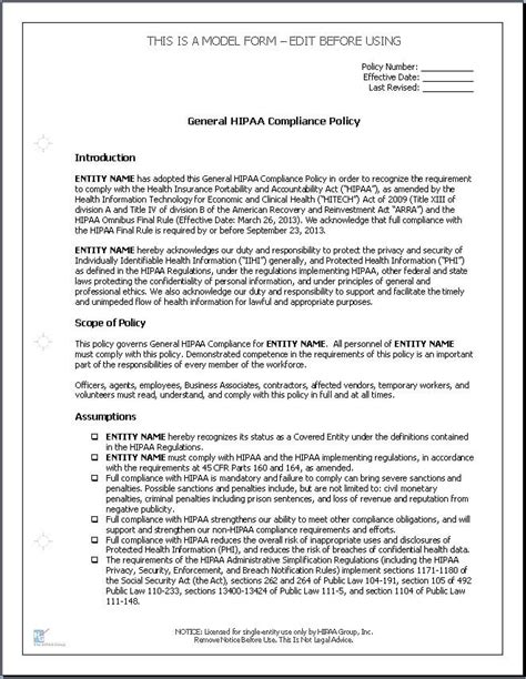 Hipaa Policy And Procedure Template