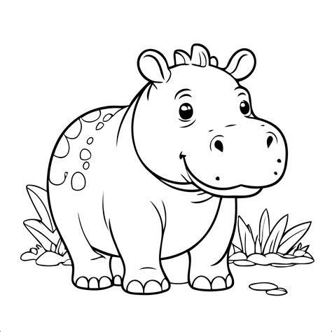 Hippo Coloring Pages Easy