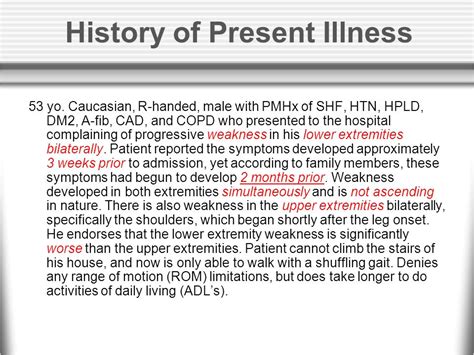 History Of Present Illness Template