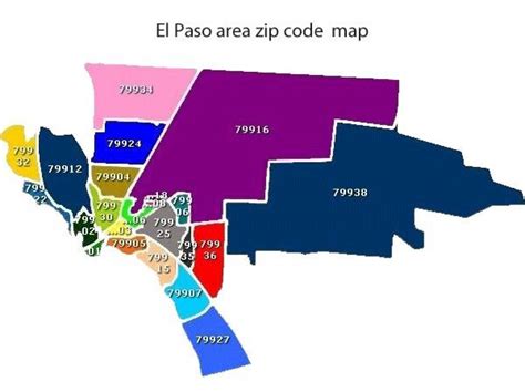 Map of El Paso with zip codes