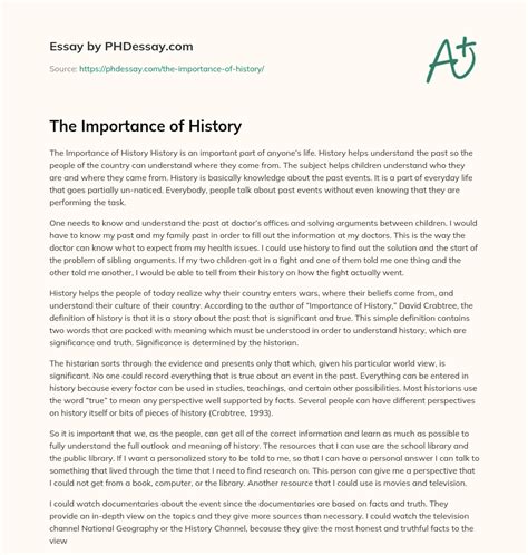 History Importance Essay