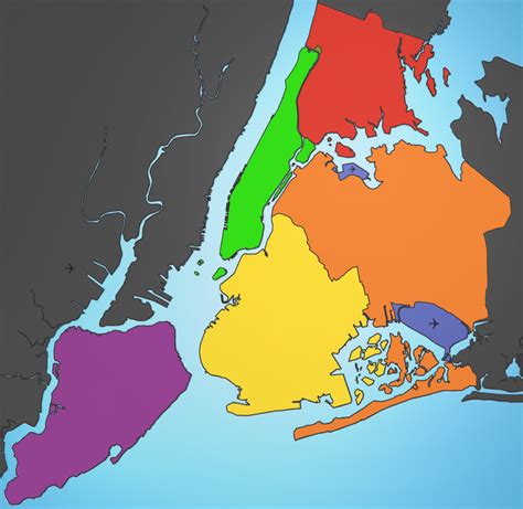 Map of 5 Boroughs Of Nyc