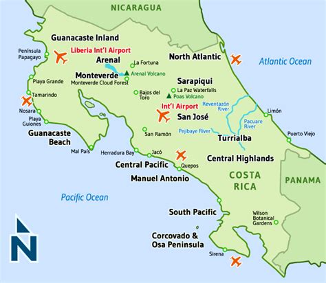 MAP Airports In Costa Rica Map