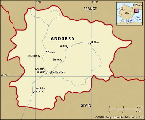 Map of Europe with Andorra highlighted