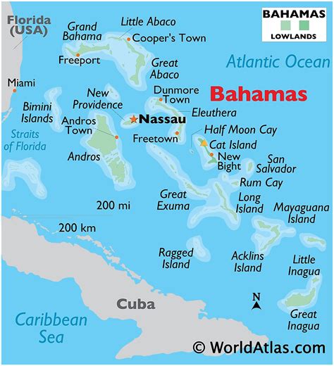 Bahamas on the map of the world