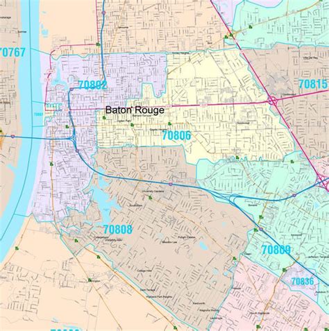 Map of Baton Rouge Zip Codes