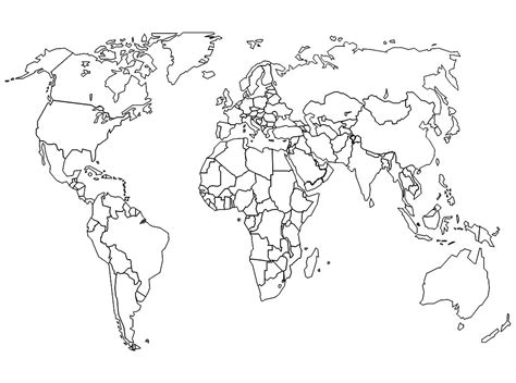 A blank world map with countries