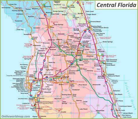 A map of Central Florida with the cities highlighted