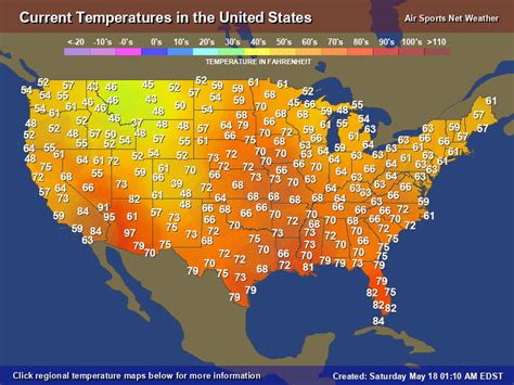 Current temperature map of the United States