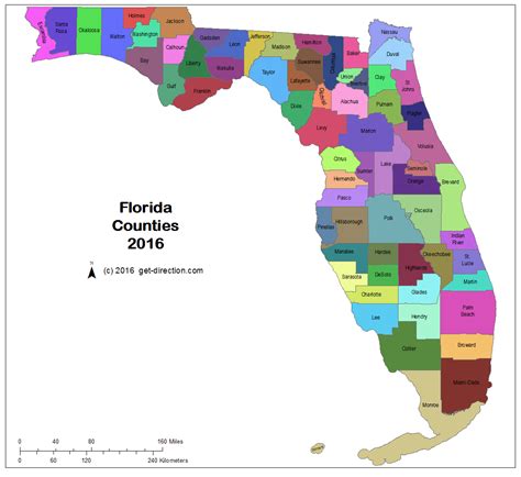 Florida State Map with Counties