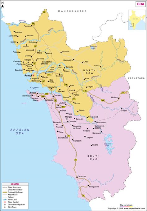 MAP Goa in Map of India