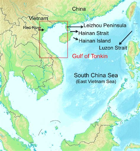 MAP Gulf of Tonkin on Map
