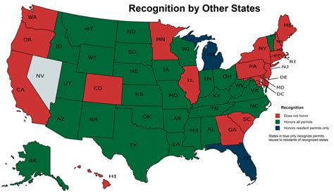 A map of the United States with colored areas representing different gun laws by state