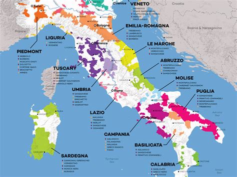 MAP Italian Wine Map By Regions
