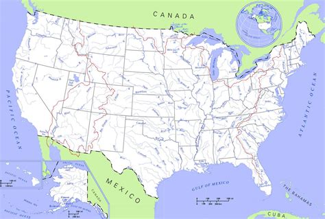 US Map with Lakes