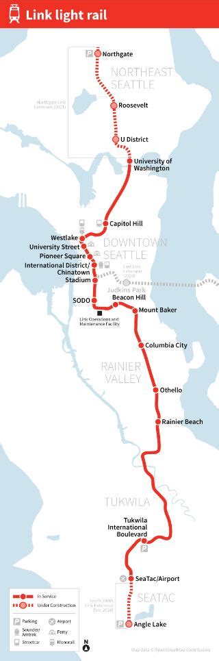 MAP Link Light Rail Map in Seattle