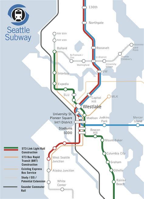 MAP Link Light Rail Map in Seattle