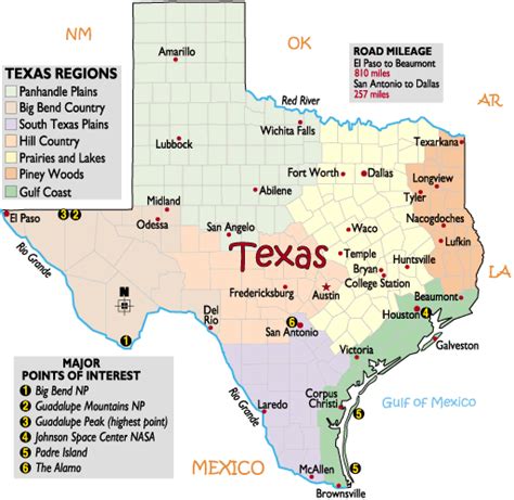 Map of Major Cities in Texas