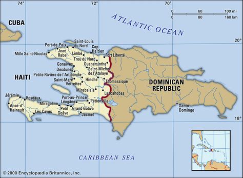 A map of Haiti and the Dominican Republic