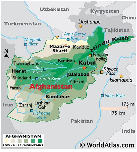 Map of Afghanistan and surrounding countries