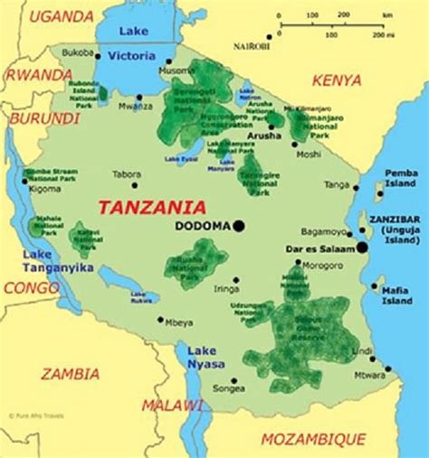 Map of Africa with Tanzania